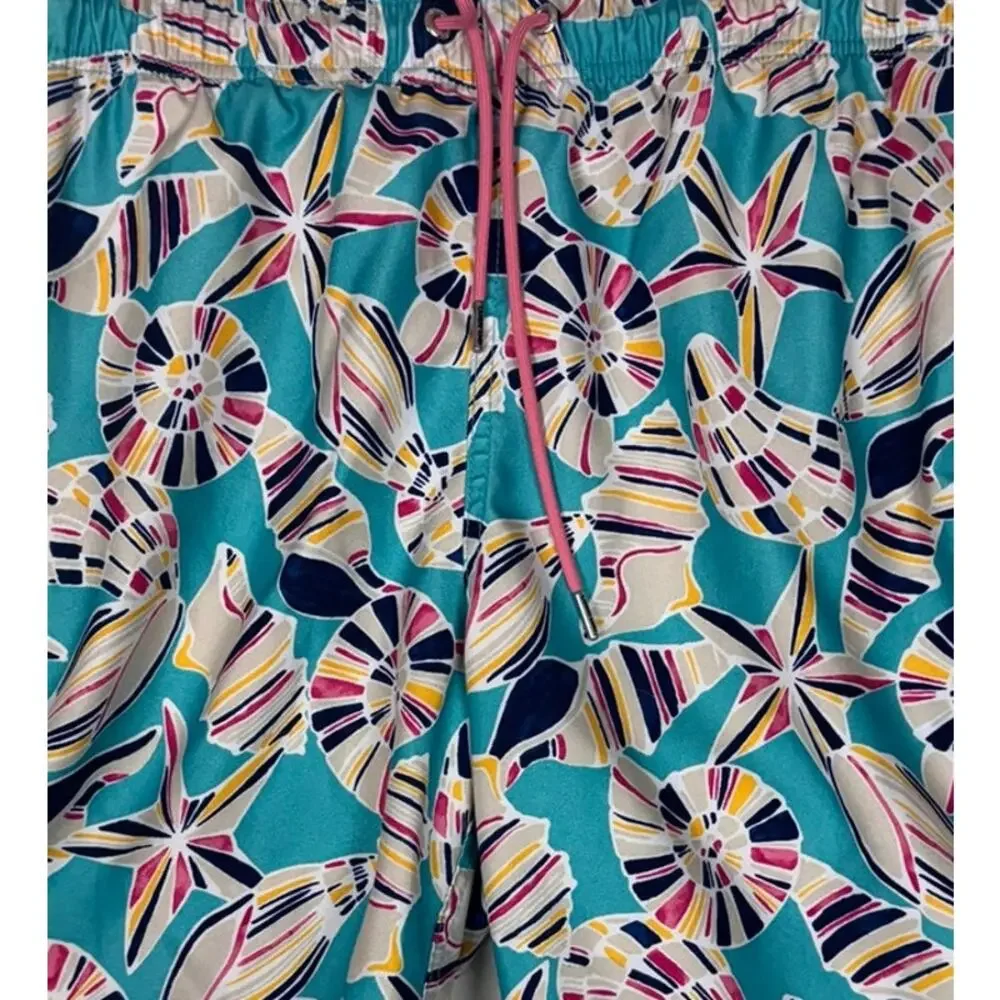Lands' End Mens Medium 32-34 Seashells Print 100% Polyetser Net Lining Pocket